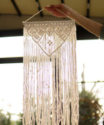 Load image into Gallery viewer, Chellah Handmade Cotton Bohemian Cream Hanging Macrame Wall Art
