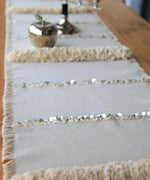 Load image into Gallery viewer, Menara Handmade 40x170 Silver Sequins Boho Table Runner
