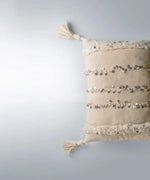 Load image into Gallery viewer, Menara Handmade 50x50 Silver Sequins Boho Pillow Cover
