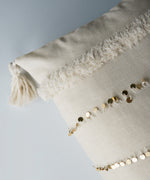 Load image into Gallery viewer, Menara Handmade 40x60 Gold Sequins Linen Boho Pillow Cover
