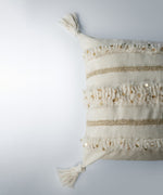 Load image into Gallery viewer, Menara Handmade 50x50 Gold Sequins Linen Throw Pillow Case
