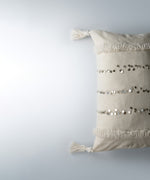 Load image into Gallery viewer, Menara Handmade 40x60 Silver Sequins Linen Boho Pillow Cover
