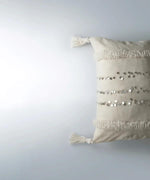 Load image into Gallery viewer, Menara Handmade 50x50 Silver Sequins Linen Boho Pillow Cover
