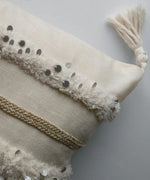 Load image into Gallery viewer, Menara Handmade 40x60 Silver Sequins Linen Throw Pillow Case
