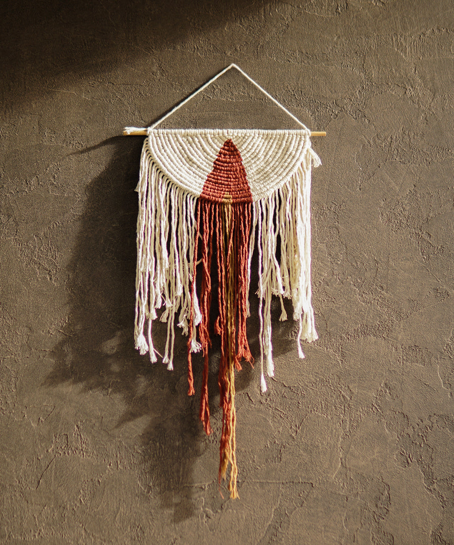 Chellah Handmade Cotton Bohemian Cream Brown Hanging Wall Art