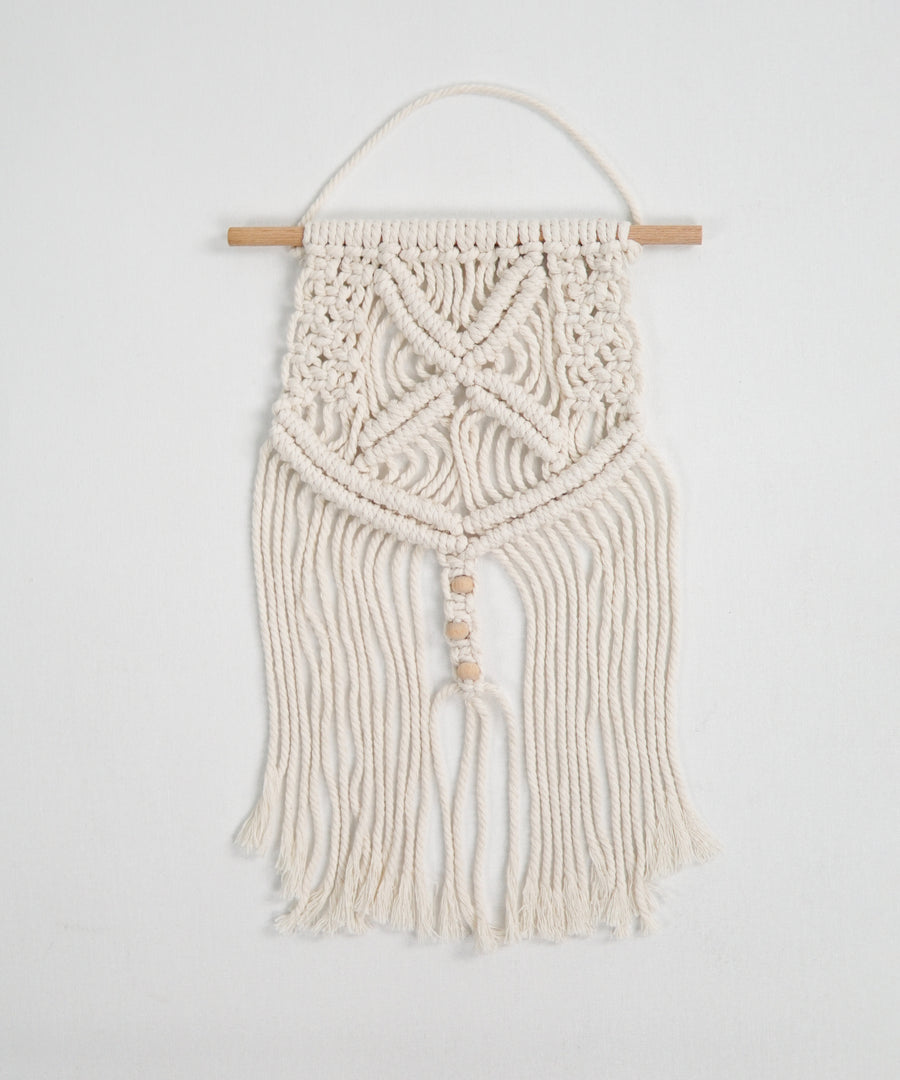 Chellah Handmade Cotton Bohemian Cream Macrame Wall Art