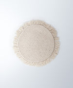 Load image into Gallery viewer, M&#39;Goun Handmade Cotton Cream Fringed Round Placemat
