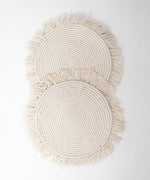 Load image into Gallery viewer, M&#39;Goun Handmade Cotton Cream Fringed Round Placemat
