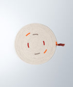 Load image into Gallery viewer, M&#39;Goun Handmade Cotton Cream Red Fringed Round Placemat
