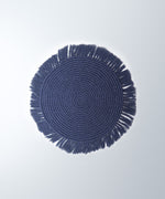 Load image into Gallery viewer, M&#39;Goun Handmade Cotton Navy Blue Fringed Round Placemat
