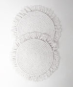 Load image into Gallery viewer, M&#39;Goun Handmade Cotton White Fringed Round Placemat
