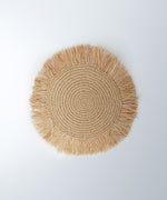 Load image into Gallery viewer, M&#39;Goun Handmade Wicker Light Brown Fringed Round Placemat
