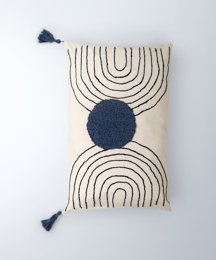 Majorelle Handmade Cotton Navy Blue Geometric Pillow Case