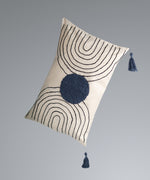 Load image into Gallery viewer, Majorelle Handmade Cotton Navy Blue Geometric Pillow Case
