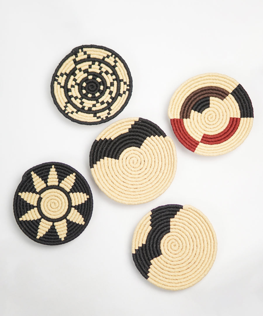 Marrakesh Black Boho Wall Art Decor Set of 5 Wall Plates