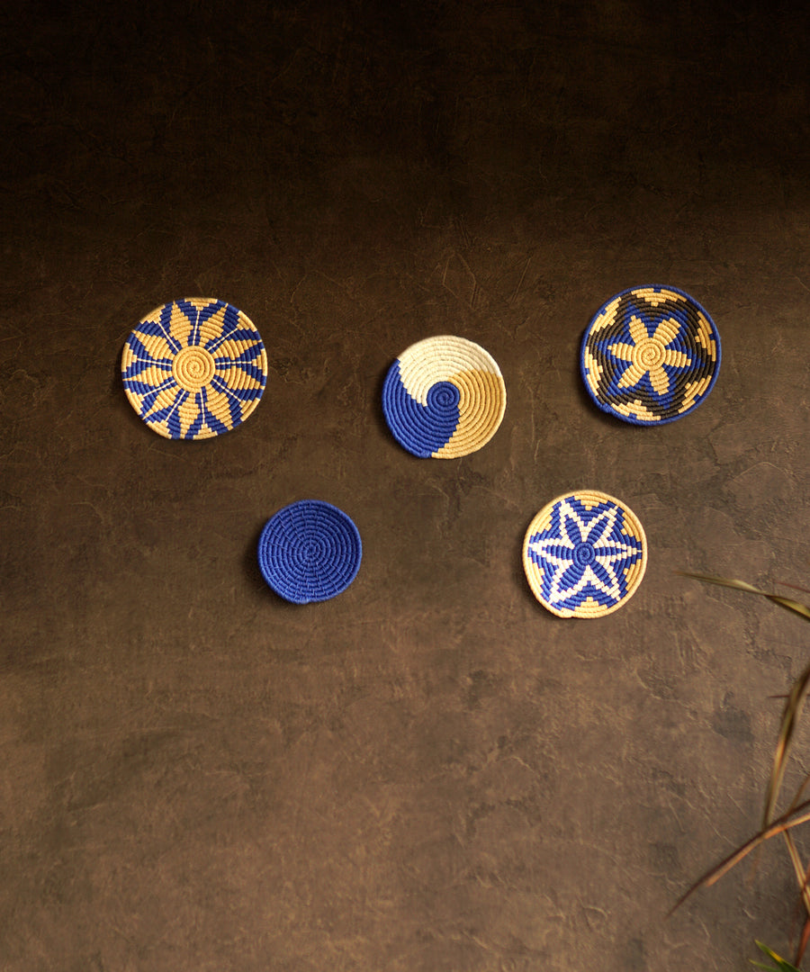 Marrakesh Blue Boho Wall Art Decor Set of 5 Wall Plates