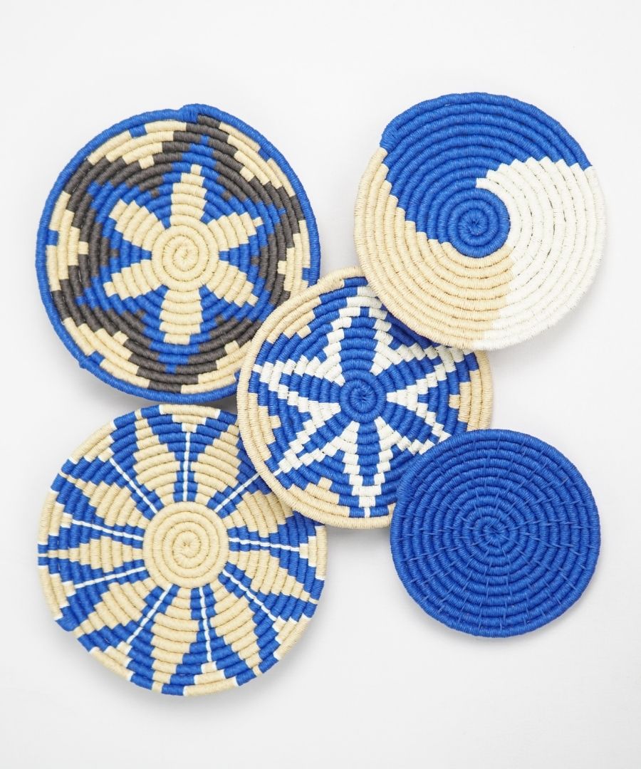 Marrakesh Blue Boho Wall Art Decor Set of 5 Wall Plates