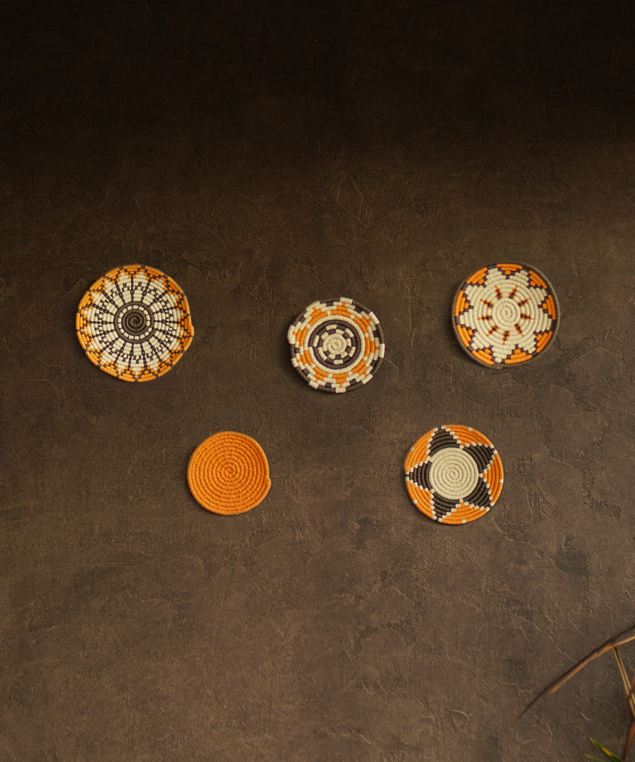 Marrakesh Orange Boho Wall Art Decor Set of 5 Wall Plates