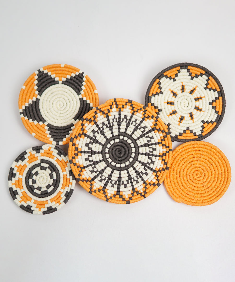 Marrakesh Orange Boho Wall Art Decor Set of 5 Wall Plates